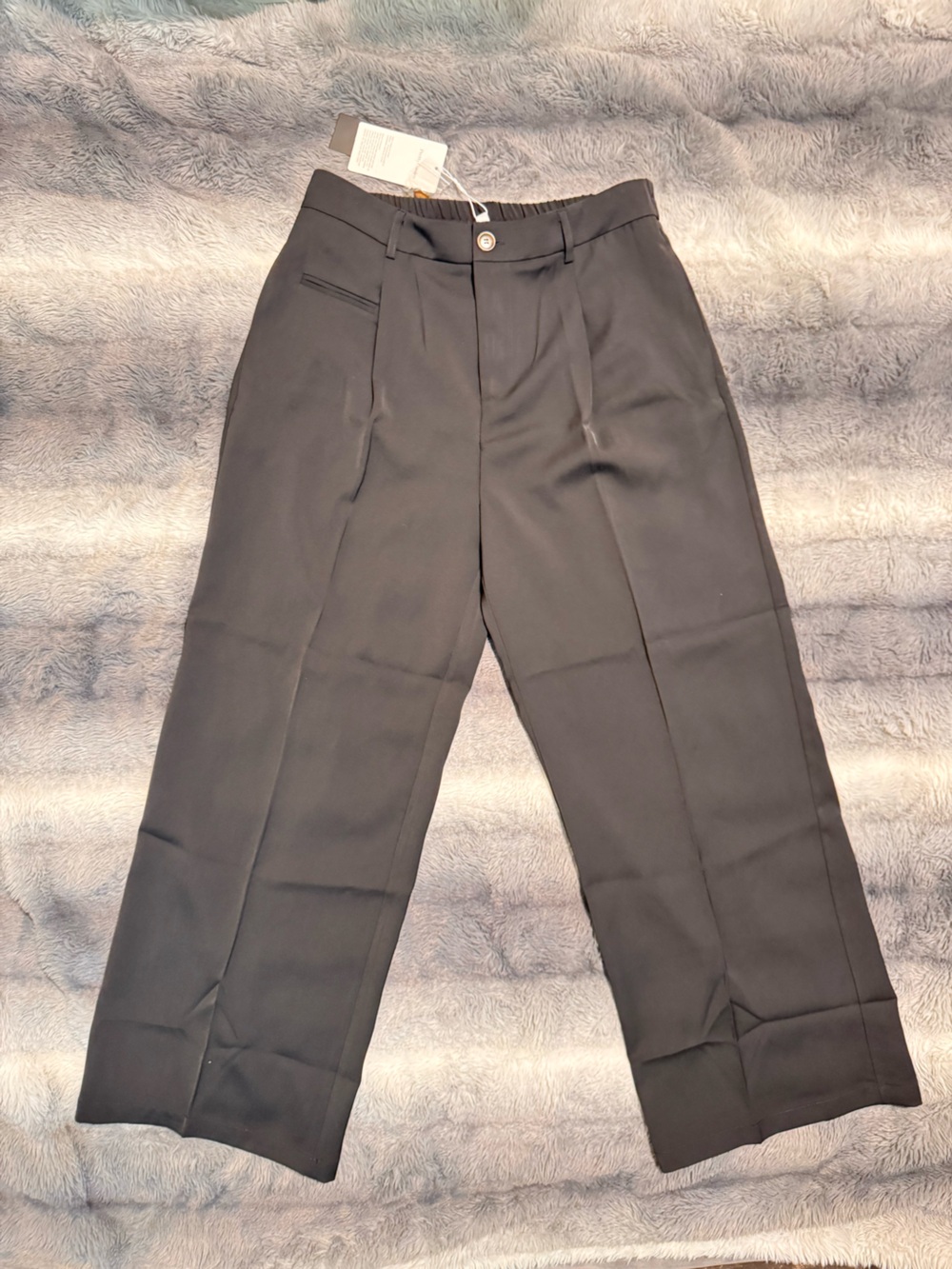 High-Waist Black Tailored Wide-Leg Trousers